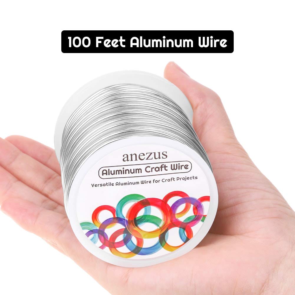 Anezus 12 Gauge Aluminum Wire 100 Feet - 2mm Metal Armature Bendable Sculpting Wire for Crafts, Wreath Making, Jewelry Making, Beading, Floral (Silver)