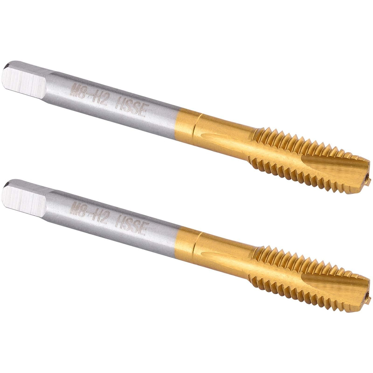 Burkit 2pcs M8X1.25 Titanium Coated Spiral Point Tap