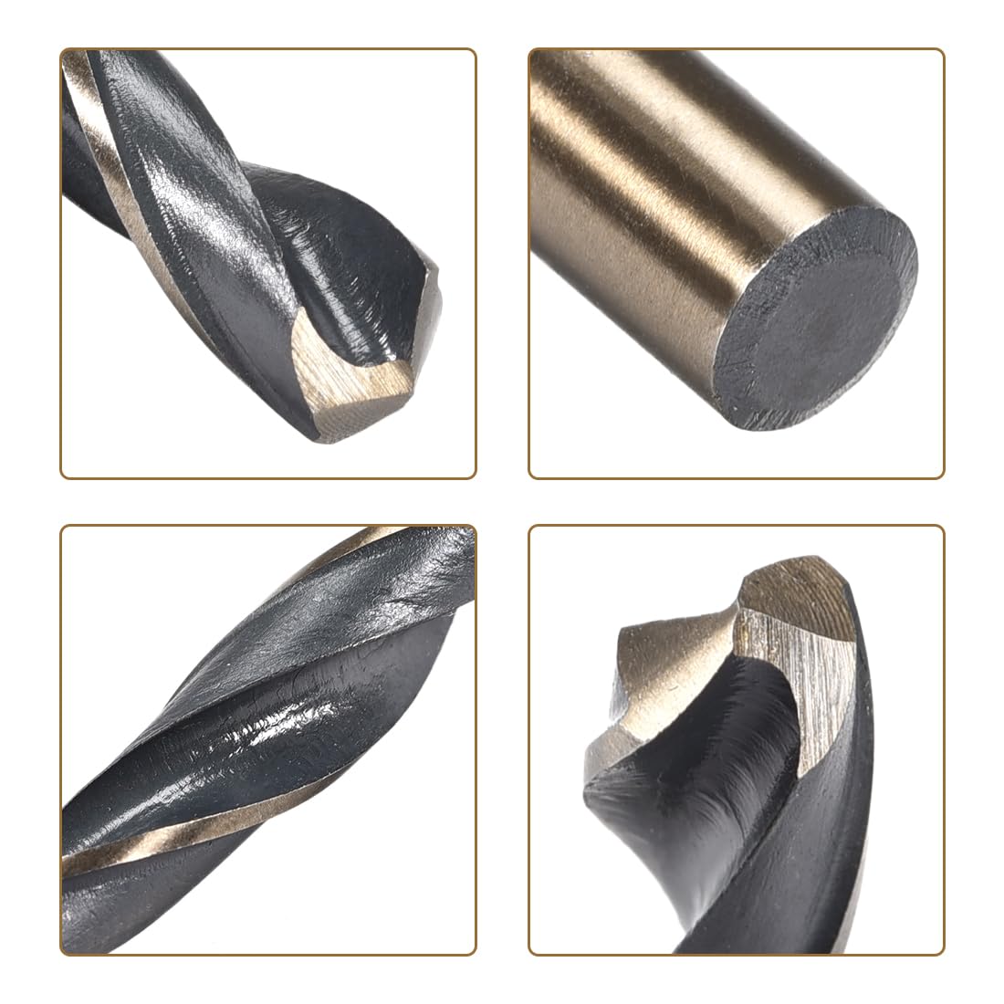 uxcell 2pcs Straight Shank Twist Drill Bits 8mm Gold Titanium & Black Nitride Coated High Speed Steel (HSS) 4341 with 8mm Shank for Stainless Steel Alloy Metal Plastic Wood