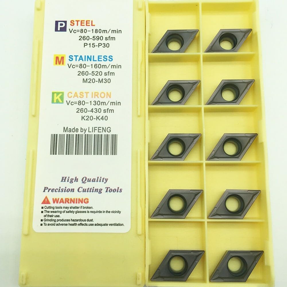 10Pcs DCMT11T304 LF6018 Carbide Turning Inserts for Stainless Steel CNC Machining, Compatible with DCMT32.51, Industrial Metalworking Toolholding