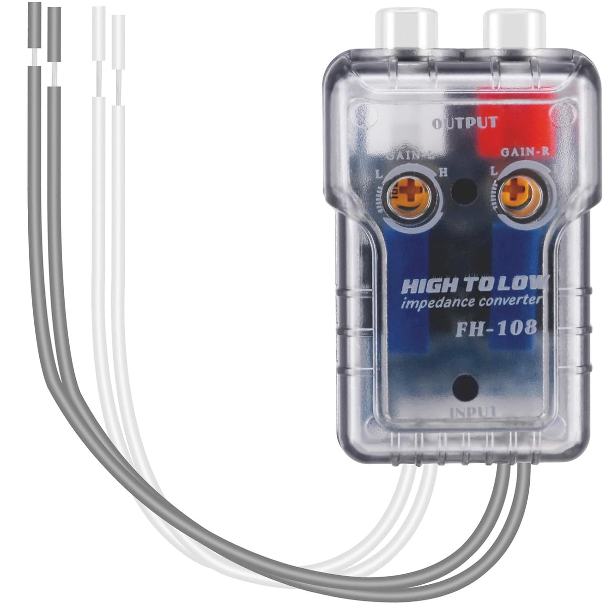 2-Channel High to Low Converter, Yeebline Car Stereo Audio Speaker Wire to RCA Line Output Converter for Adding