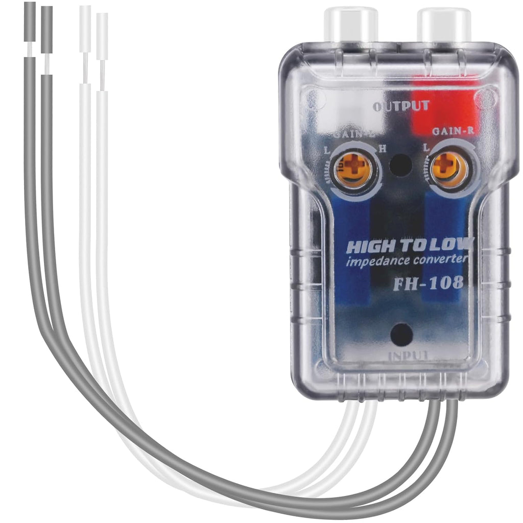 2-Channel High to Low Converter, Yeebline Car Stereo Audio Speaker Wire to RCA Line Output Converter for Adding