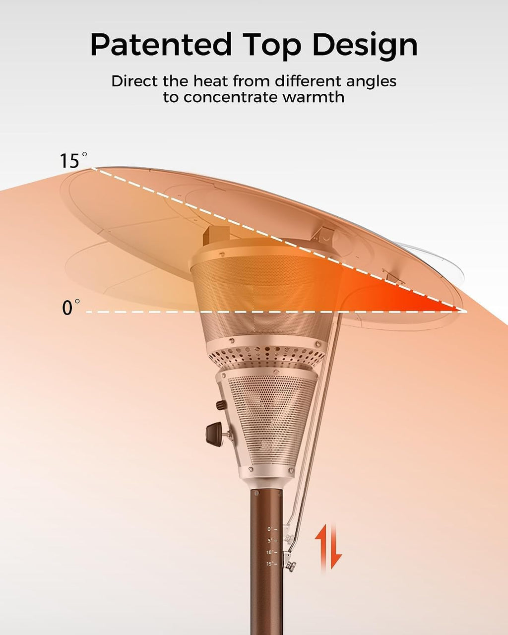 50,000 BTU Patio Heater for Outdoor Use With Adjustable Heat Focusing Top, Portable Propane Patio Heater with Wheels