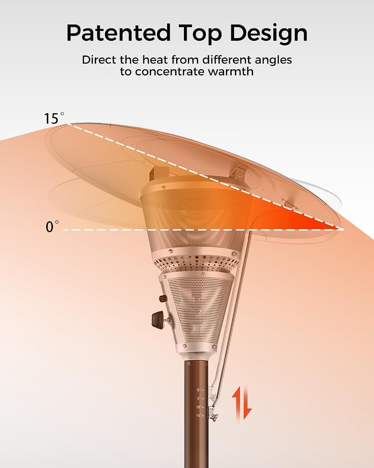 50,000 BTU Patio Heater for Outdoor Use With Adjustable Heat Focusing Top, Portable Propane Patio Heater with Wheels