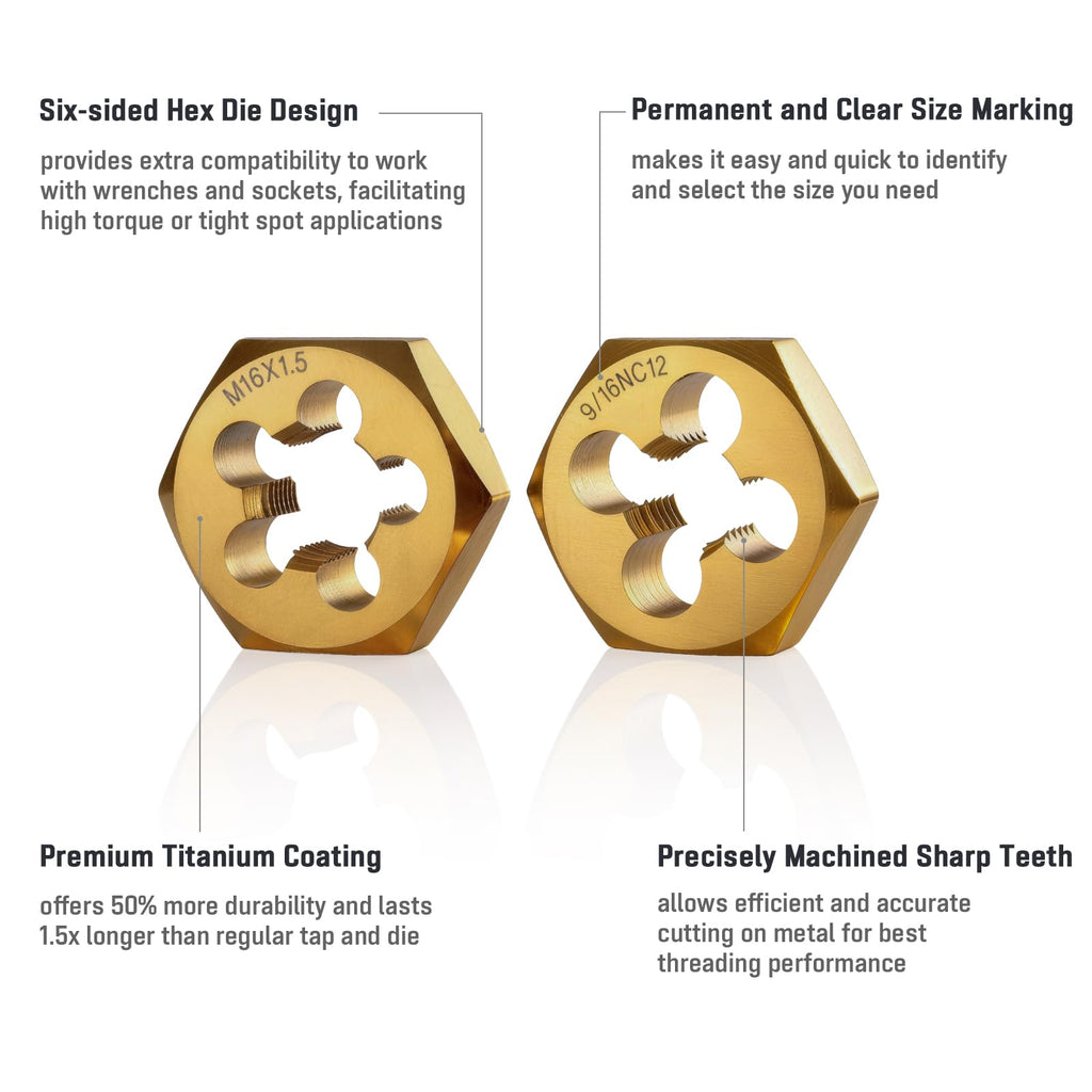 WINNER 87-Piece Complete Tap and Die Set in SAE and Metric, Premium Titanium Steel Threading Tool Set for Mechanics, Auto, Machinery and Craftsman, Metric and Standard, Internal and External Threads