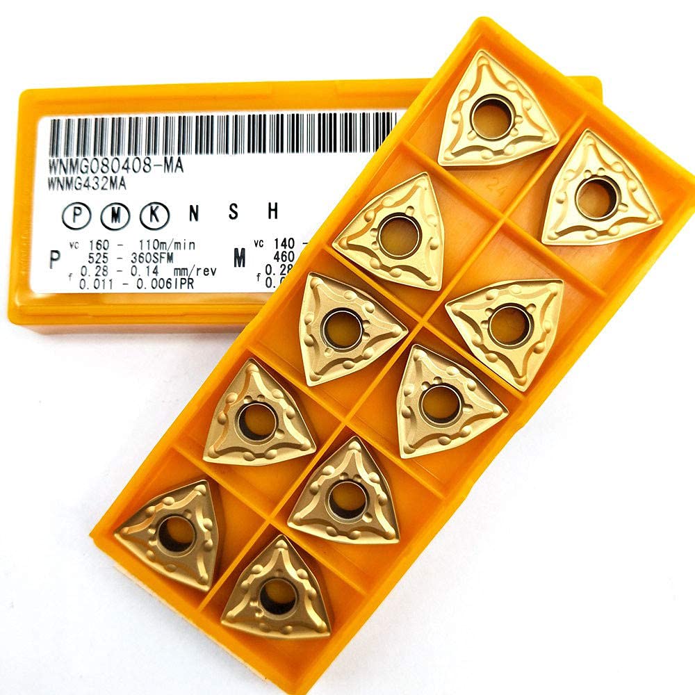 10pcs WNMG432 MA WNMG080408 Carbide Insert CNC Lathe Turning Blade WNMG080408 MA Turning Tool for MWLNR Turning Tool Holder