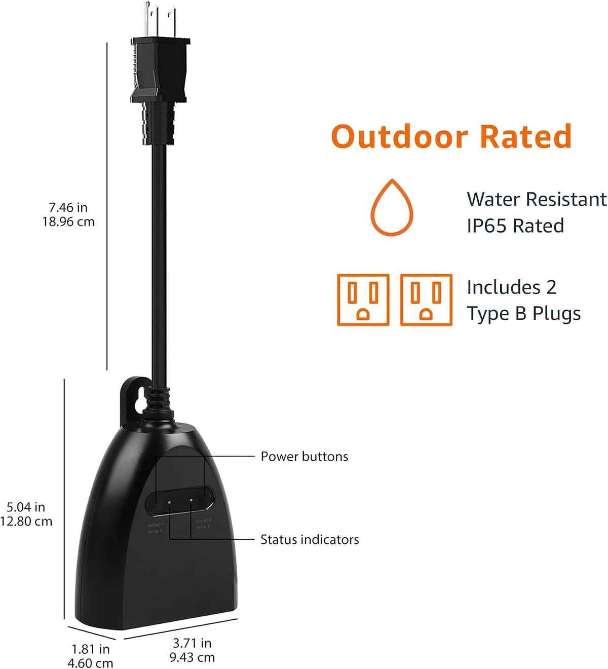 Outdoor Smart Plug with 2 Individually Controlled Outlets, Works with Alexa Only, Voice Control, Weather Resistant