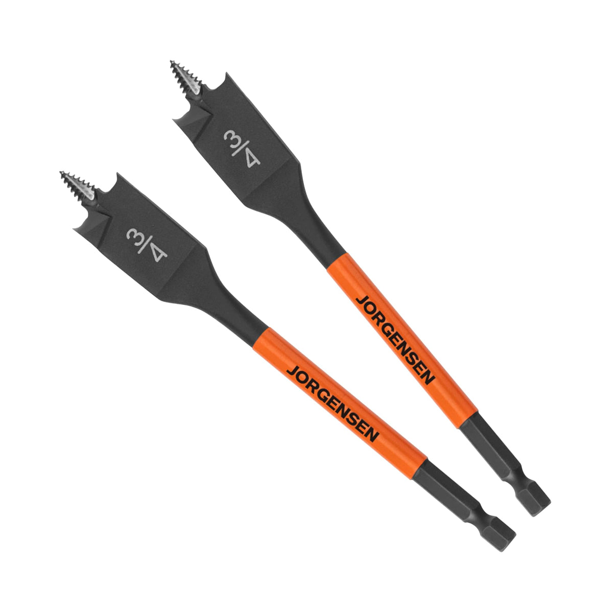 Jorgensen 2-Piece 3/4" x 6" Spade Drill Bits, 1/4" Hex Shank