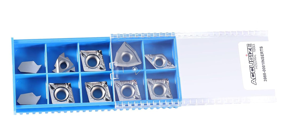 Accusize Carbide Insert Set for 1 in Turning Tool, 10 Pc, for Aluminum