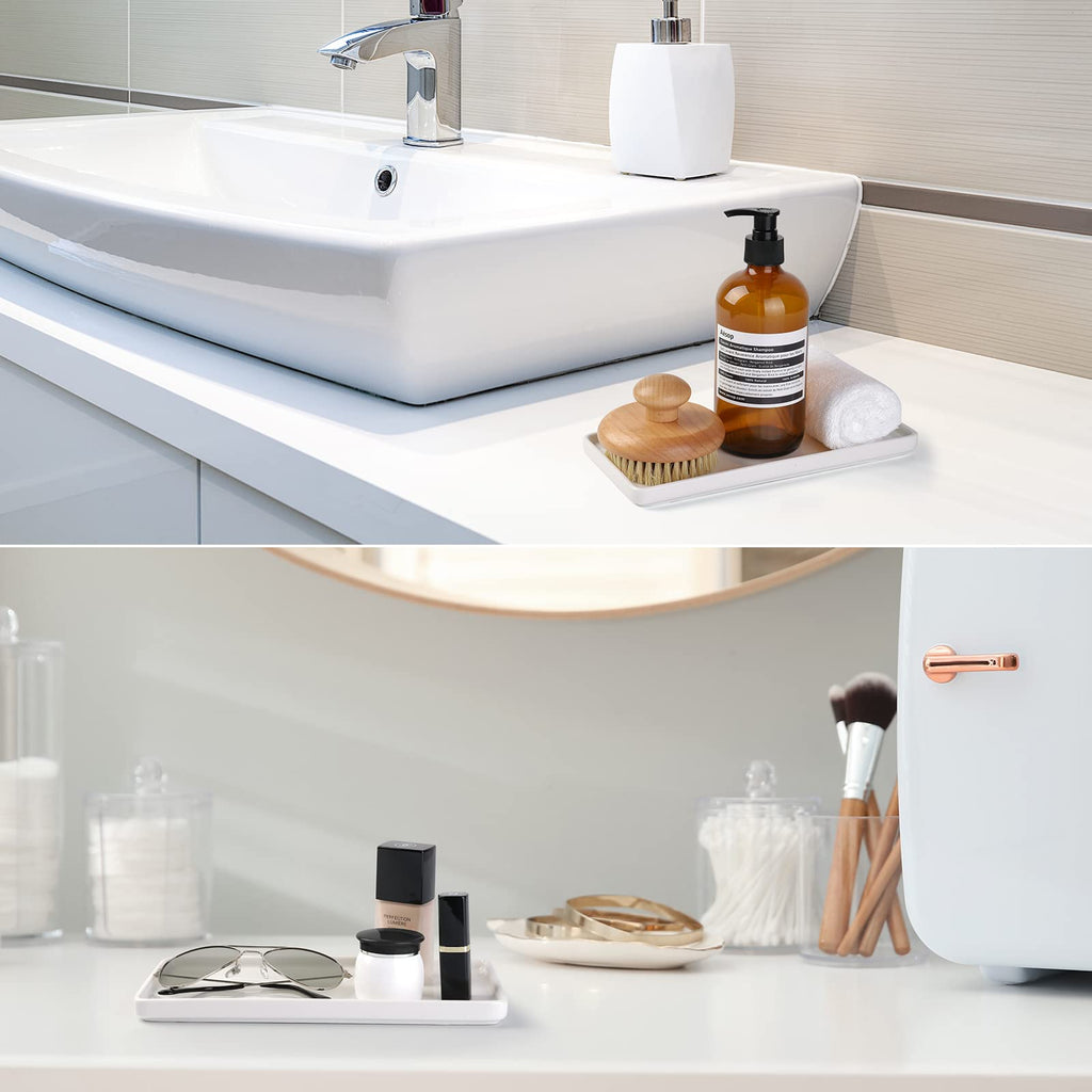 10" Ceramic Vanity Tray for Bathroom Counter - Large Rectangle Kitchen Soap Tray - Ceramic Trays for Kitchen Counter