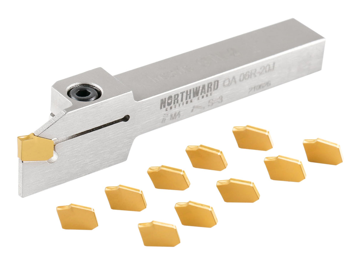 Accusize Cut-Off Tool Holder, 1/2" x 3/8", 10 x GTN-2 Inserts