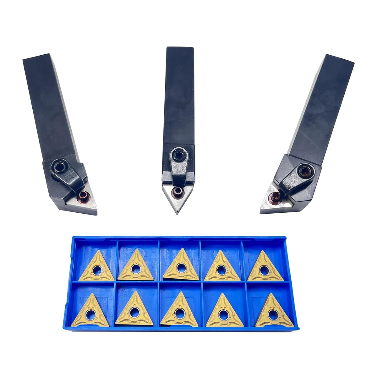 3pcs 5/8" 16mm Indexable Carbide Lathe Turning Tool Holder Set MTJNR1616H16+ MTJNL1616H16+MTENN1616H16 with 10pcs TNMG160404/TNMG331 Carbide Turning Insert (5/8" 16mm Turning Holders+TNMG Inserts)