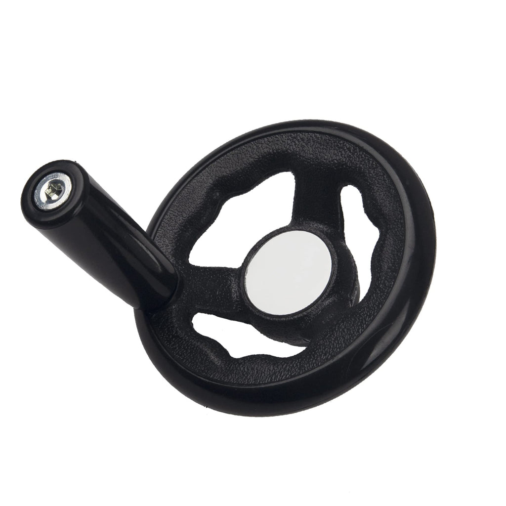 Rrina 0.47x4inch Diameter Round Hand Wheel W Revolving Knob Handle for Mill Drillpress Crank Lathe