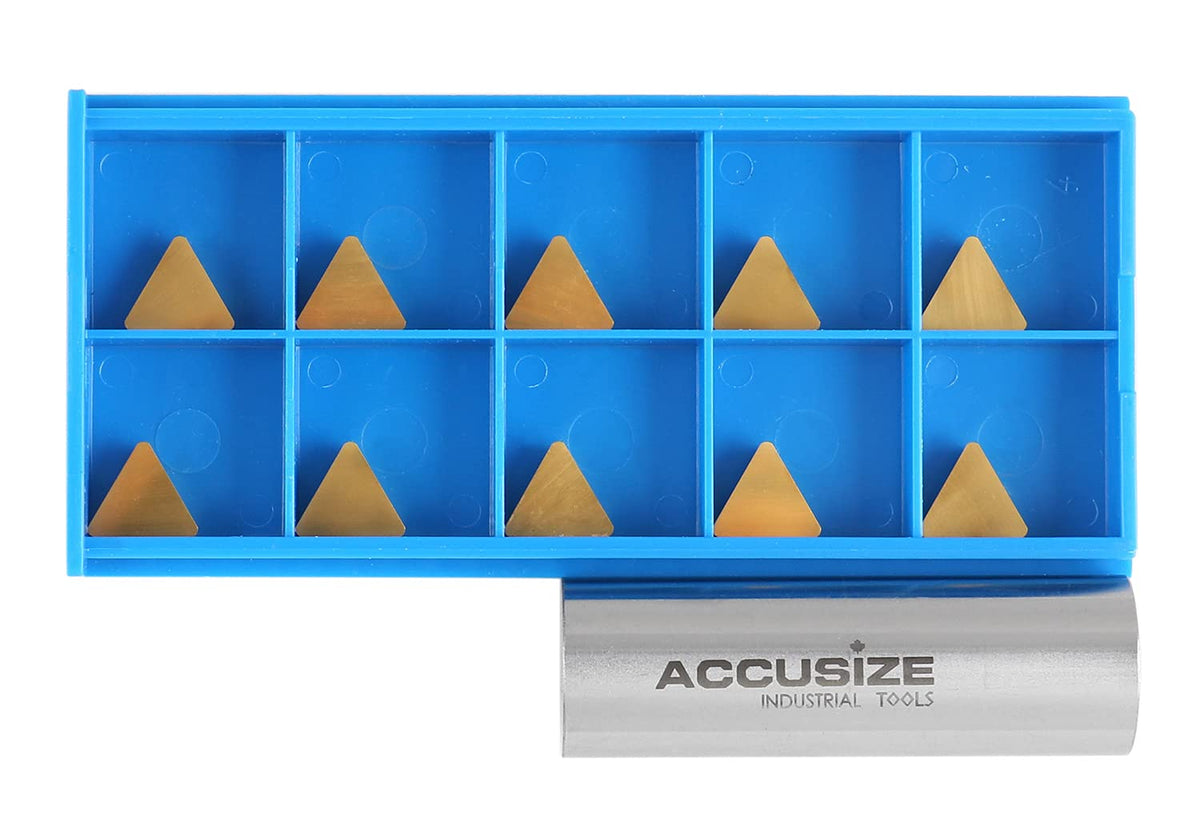 Accusize Industrial Tools Tpg222 Tin Coated Carbide Inserts, 10 Pcs/Box, 2127-1024x10