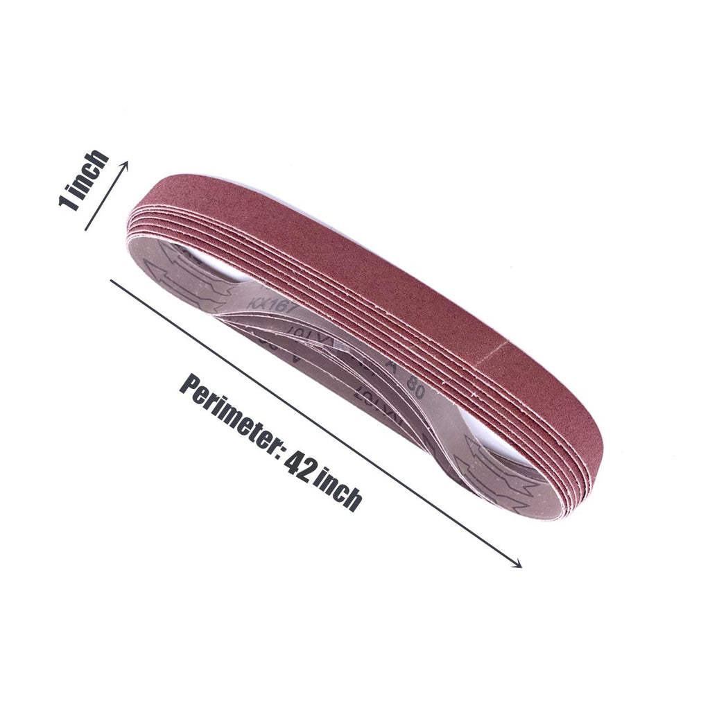 1-Inch x 42-Inch Sanding Belt 80 Grit, 24 Pack