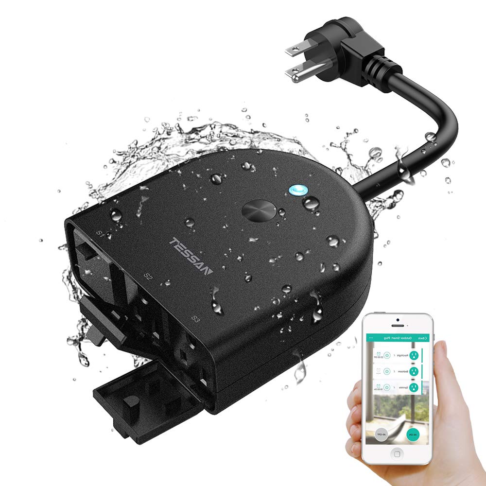 Outdoor Smart Plug Waterproof, 2.4GHz WiFi Only | 15A/1875W Heavy Duty, 3 Individual Sockets, Compatible with Alexa