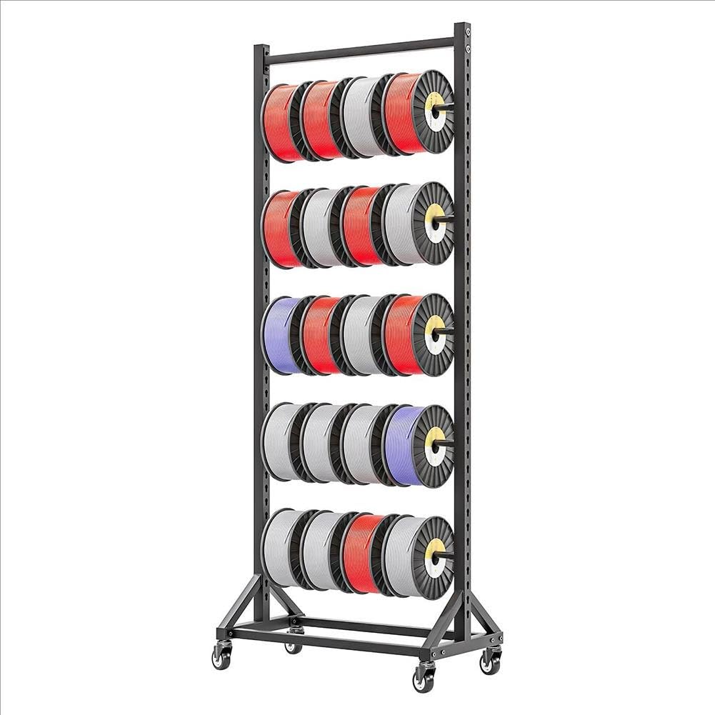 zktoermn Rolled Steel Wire/Cable Spool Rack with Wheels