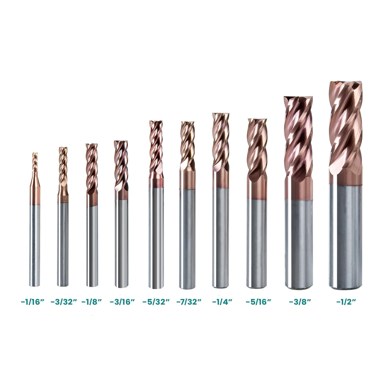 NZ 4 Flute 1/16" Square End Mill TiSiN-Coated Carbide for Hardened Stainless Alloy Steel Titanium Cast Iron