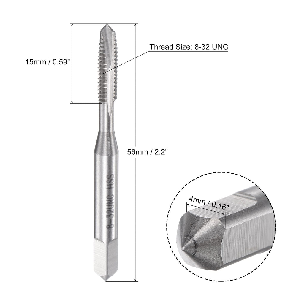 uxcell Spiral Point Threading Tap 8-32 UNC HSS (High Speed Steel) Machine