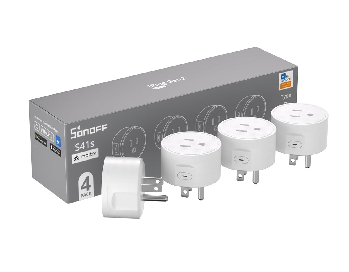 Matter Smart Plug S41s 4-Pack, 15A 1800W WiFi Smart Plug Outlet, ETL Certified, Remote & Voice Control with Timer