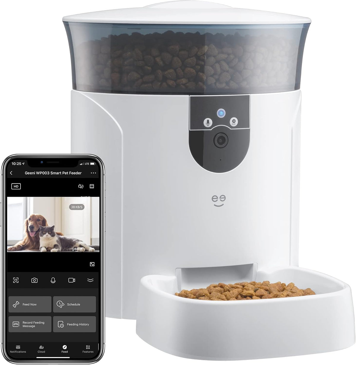7L Automatic Cat & Dog Feeder with Smart Pet Camera, Timer & Voice