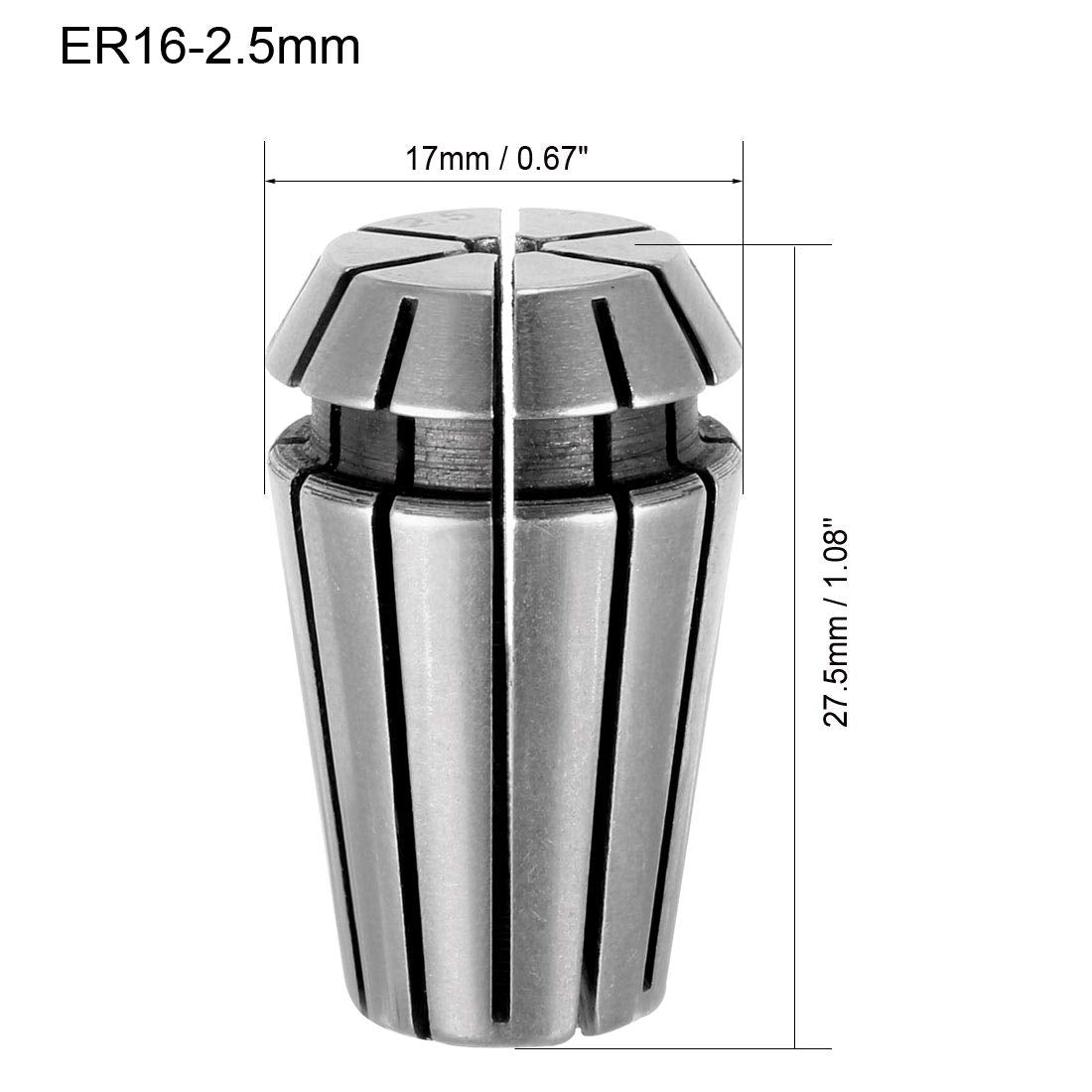 uxcell ER16 2.5mm Spring Collet Chuck for CNC Engraving Machine Lathe Milling Tool