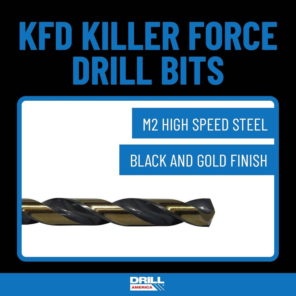 Drill America 25 Piece Metric Killer Force Drill Bit Set in Round Case, Jobber Length, Heavy Duty, High Speed Steel Bits for Metal, Wood, Plastic, Sizes 1mm to 13mm by 0.5mm, KFD Series ZMKFD4025-PC