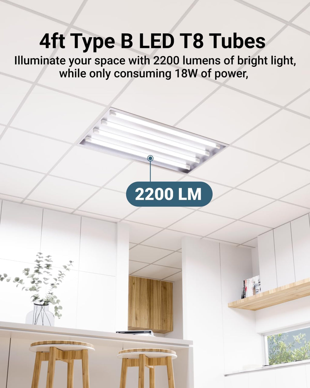 Sunco 6 Pack 4 Foot T8 LED Tube Light Bulbs, 5CCT, 18W Ballast Bypass