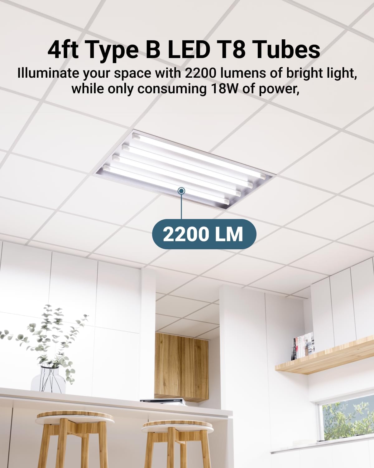 Sunco 6 Pack 4 Foot T8 LED Tube Light Bulbs, 5CCT, 18W Ballast Bypass
