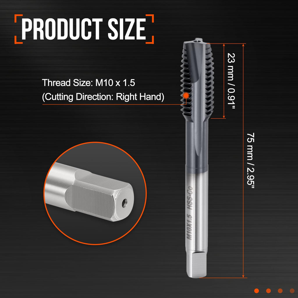 Workkyma Spiral Point Tap M10x1.5 HSS Titanium Carbon Nitride Coating