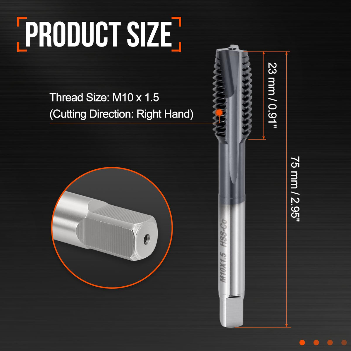Workkyma Spiral Point Tap M10x1.5 HSS Titanium Carbon Nitride Coating
