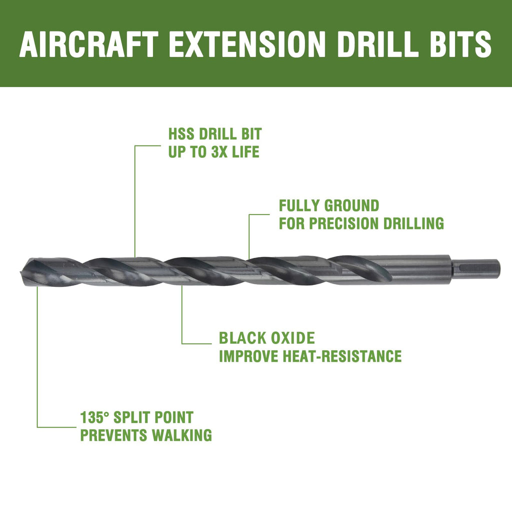 HLOFIZI 5/8 x 12 Inch Long Drill Bits High Speed Steel Black Oxide Drilling for Wood and Metal, with 8-1/2 Inch Flute