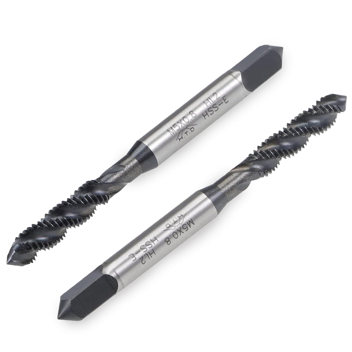 LEPEVNEY M5 x 0.8 Thread Tap Drill Bits M5 Machine Taps, Spiral Flute Thread Tap, Metric Machine Threading Tap HSS Nitriding Coated H2 Tolerance, 2PCS