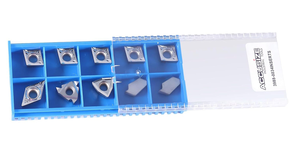 Accusize Carbide Insert Set for 5/8 in Turning Tool, 10 Pc, for Aluminum