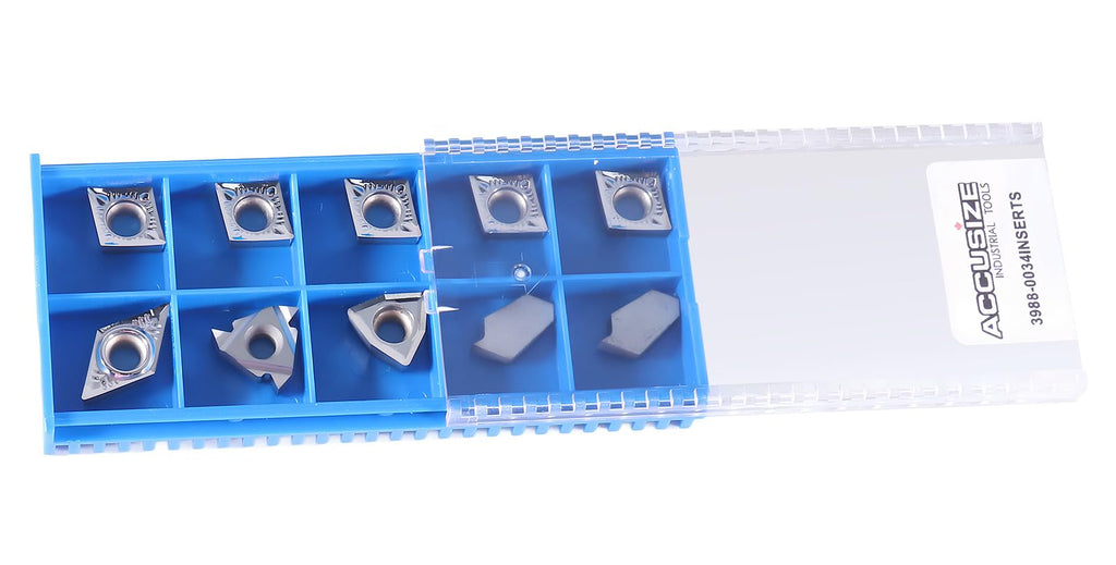 Accusize Carbide Insert Set for 3/4 in Turning Tool, 10 Pc, for Aluminum
