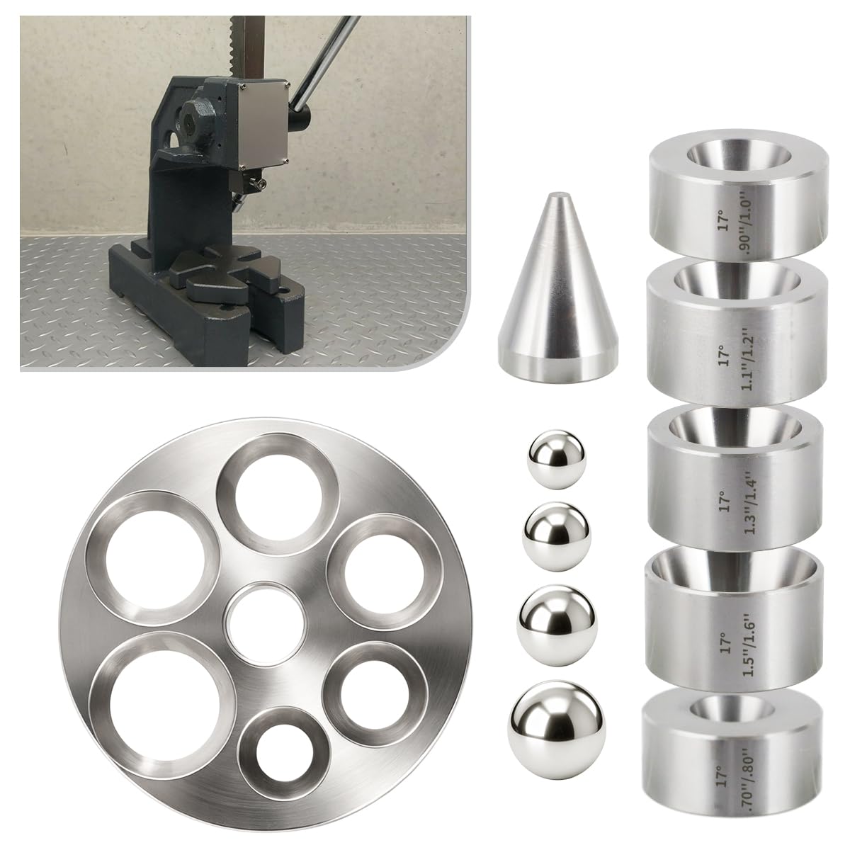 Coin Ring Making Tool with Reducing Plate, Reduction Die Set & Folding Cone