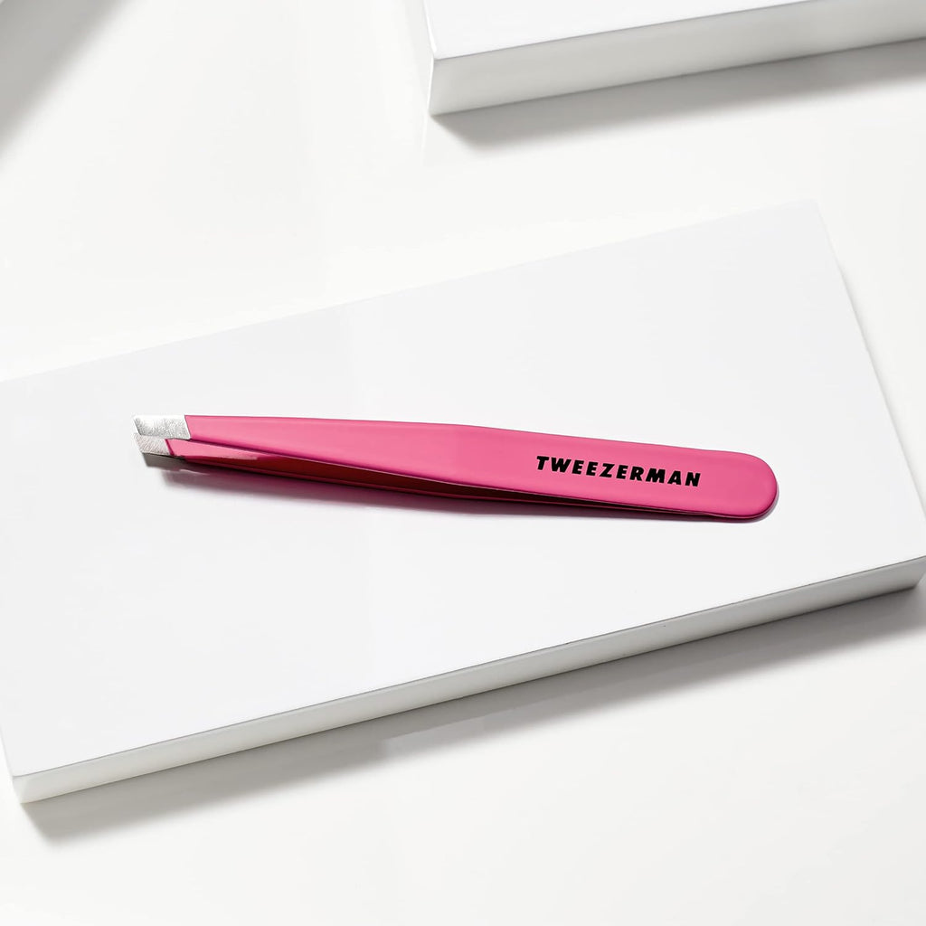 Slant Tweezer – Tweezerman Tweezers for Eyebrows Neon Pink