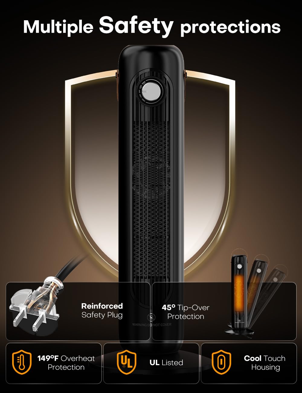 24 Inch Outdoor Heater for Patio,1500W PTC Electric Patio Heaters
