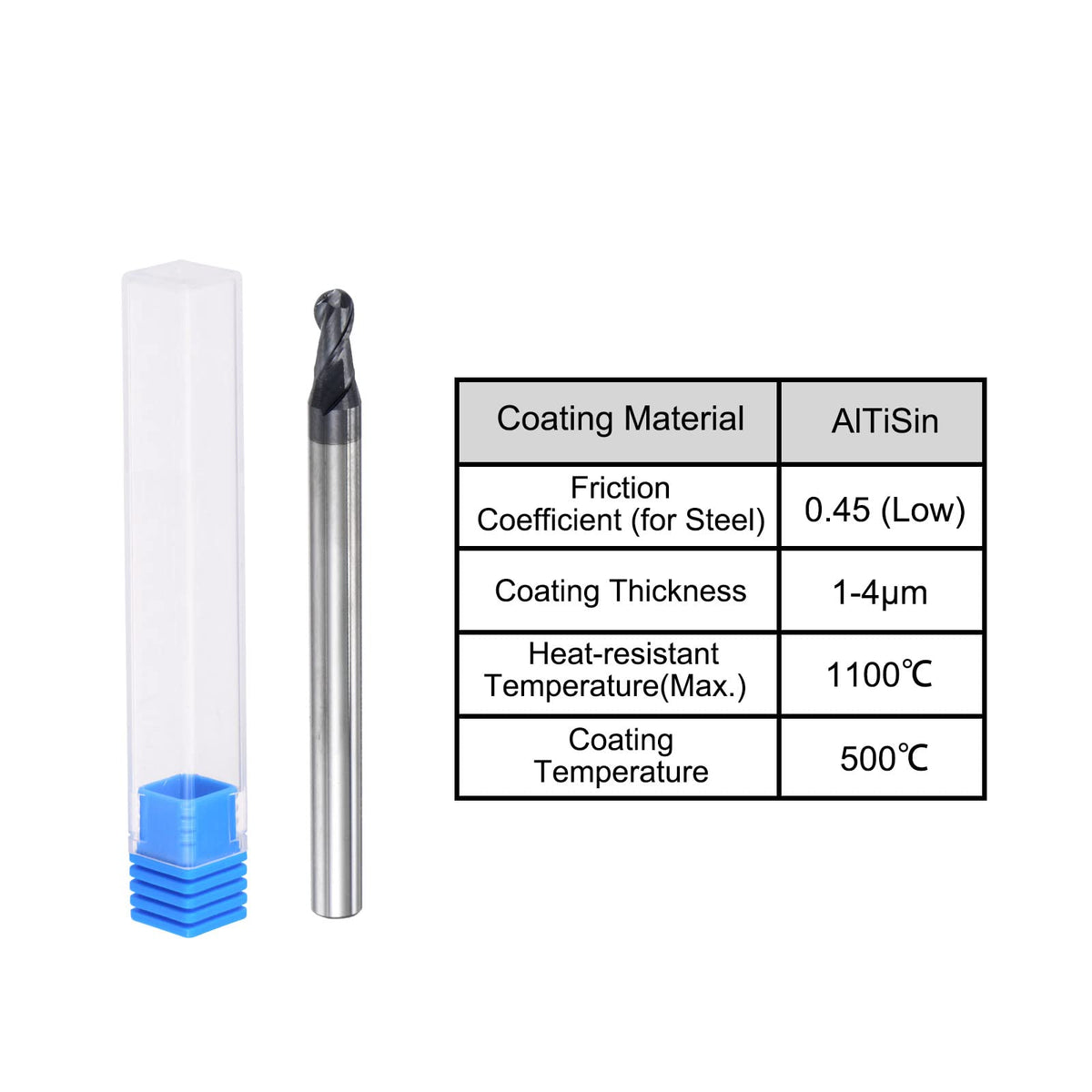 uxcell Ball Nose End Mill 1.5mm Tip Radius Solid Carbide AlTiSin Coated CNC Router Bits 2 Flute Spiral Milling Cutter HRC45 with 4mm Shank 50mm (2-inch) Length