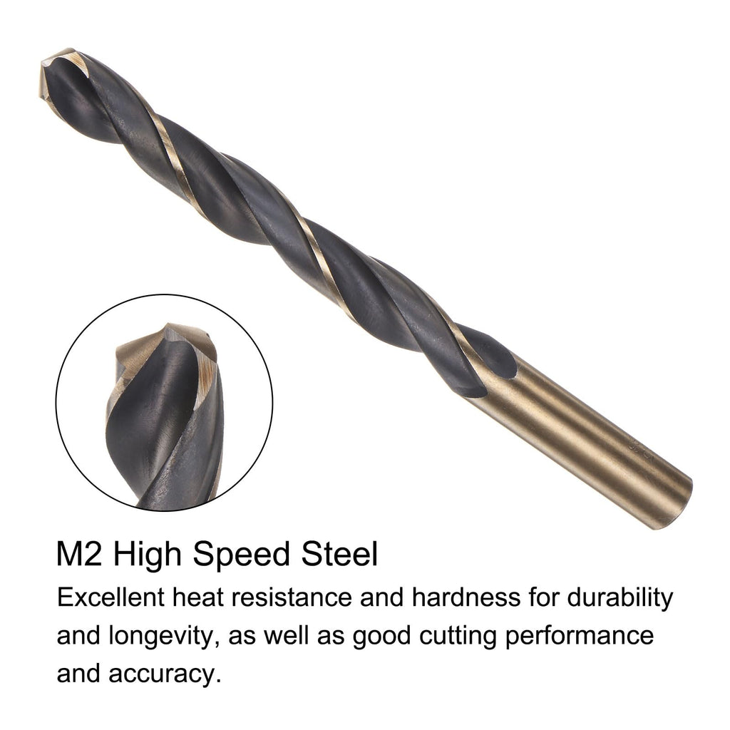 uxcell 2pcs Jobber Drill Bits 12.5mm (0.492") Black Nitride & Gold Titanium Coated M2 High Speed Steel (HSS) Twist Drill Bits for Stainless Steel Aluminum Alloy Metal