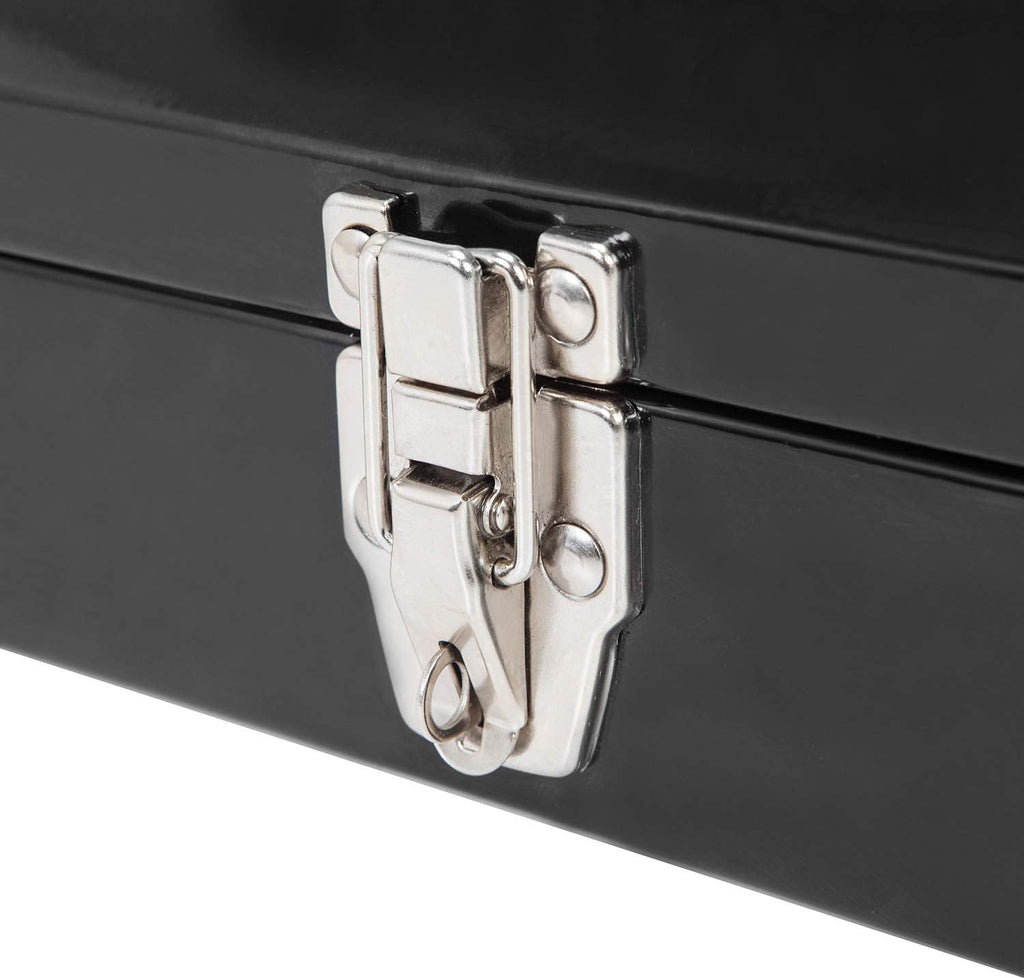 Metal Tool Box, 16" Hip Roof Style Portable Small Tool Box with Latch