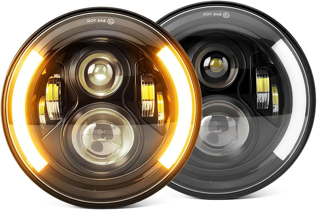 CHUSYYRAY 7 Inch Round Light Compatible with Jeep Liberty LED Headlight Assembly 2003 2004 2005 2006 2007 for Off Road, High Low Beam DOT Approved, 6500K White, IP67 Waterproof, Pack of 2