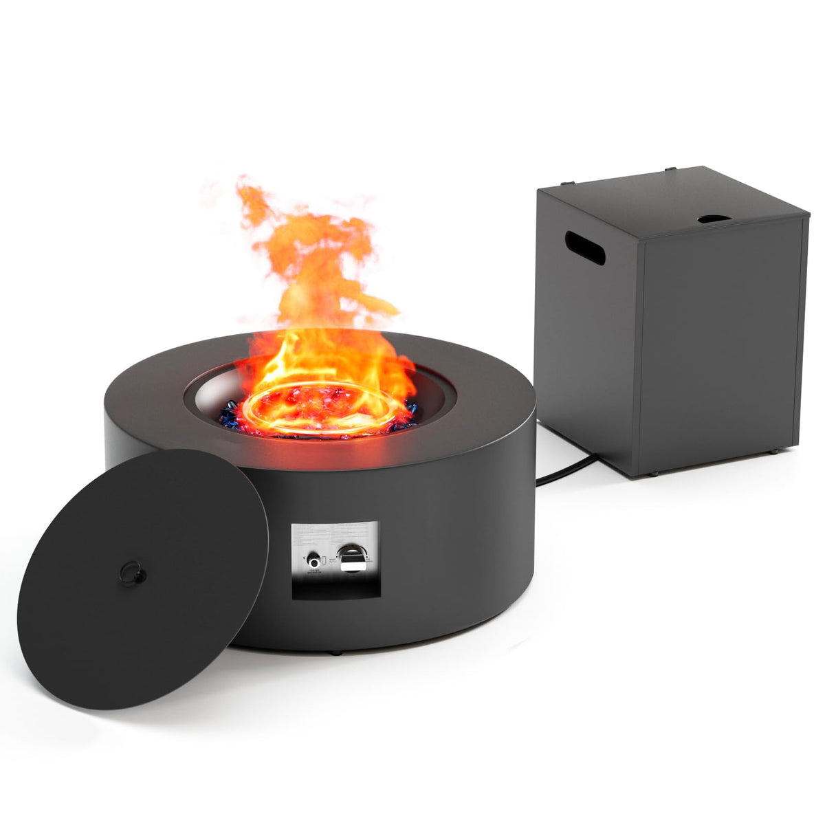 30" Round Propane Fire Pit Table Firepit Table for Outside Patio