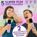 Karaoke Machine for Kids Adults, Portable Mini Bluetooth Speaker with 2 Wireless Microphones, LED Lights, Singing