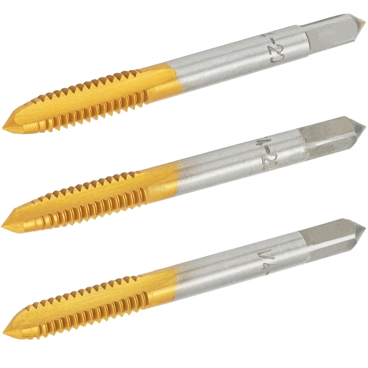Aceteel 1/4-20 Hand Tap, Ti-Coated 1/4X20 Taper Plug Bottom 3pcs Tap Set