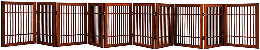 Freestanding Solid Wood Folding Pet & Dog Barrier Gate with Support Feet for Wide Indoor Openings, Hallways & Stairs
