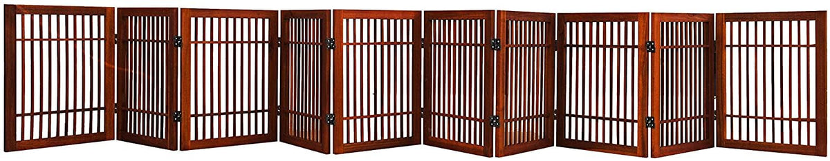 Freestanding Solid Wood Folding Pet & Dog Barrier Gate with Support Feet for Wide Indoor Openings, Hallways & Stairs