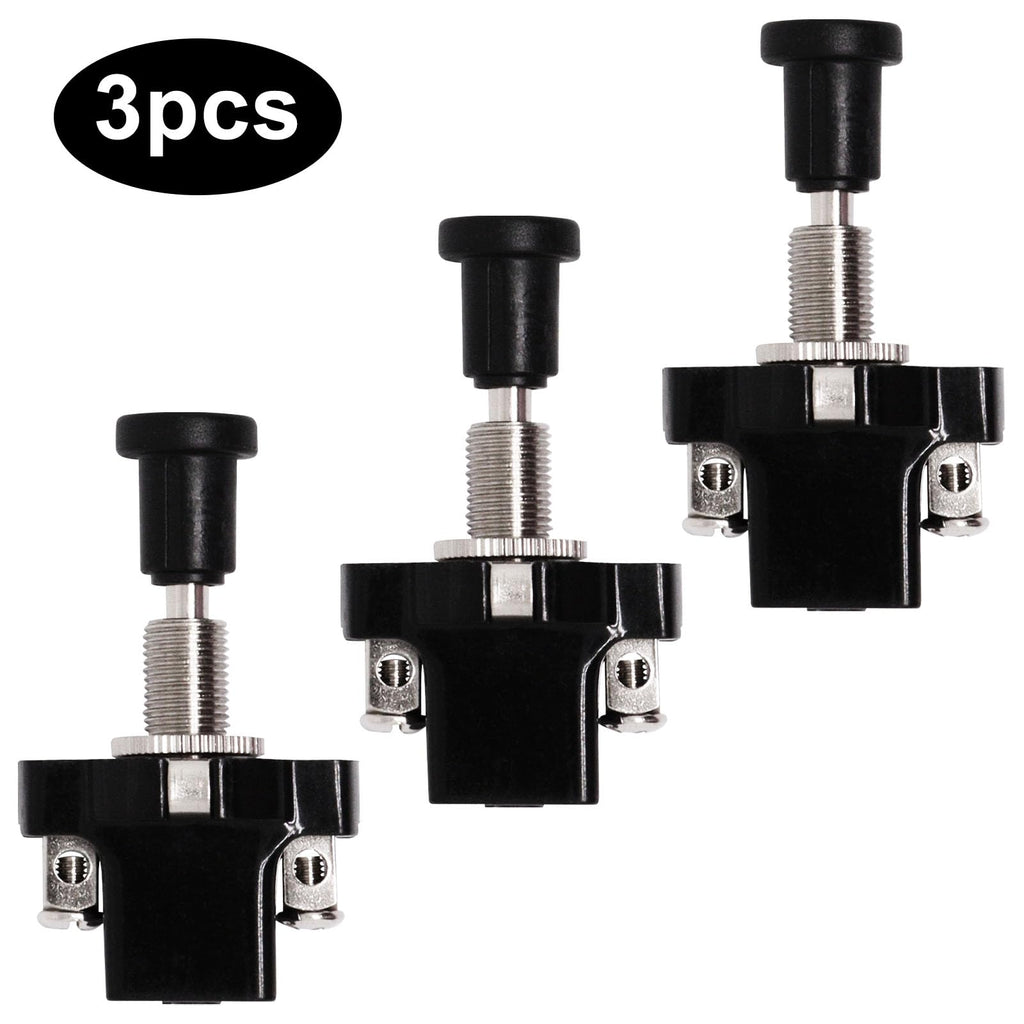 S SYDIEN Golf Cart Light Switch 3Pcs Push Pull Switch 12V/24V 8mm/0.31" Car Thread ON-Off Push-Pull Push Button Universal Headlight Switch for Car Auto Golf Boat