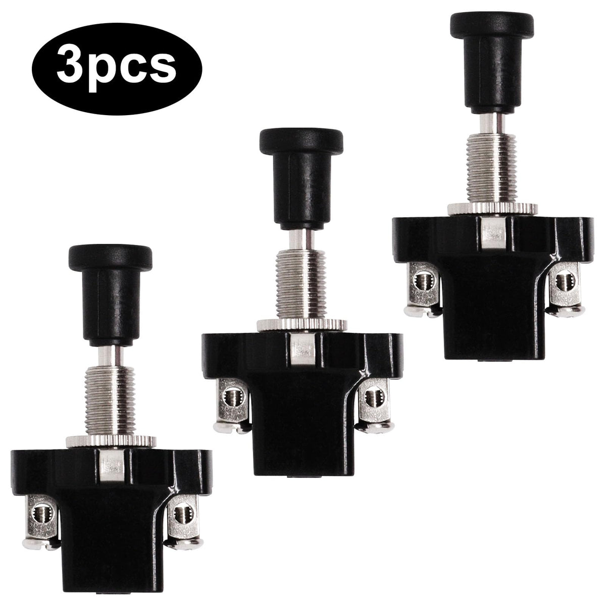 S SYDIEN Golf Cart Light Switch 3Pcs Push Pull Switch 12V/24V 8mm/0.31" Car Thread ON-Off Push-Pull Push Button Universal Headlight Switch for Car Auto Golf Boat