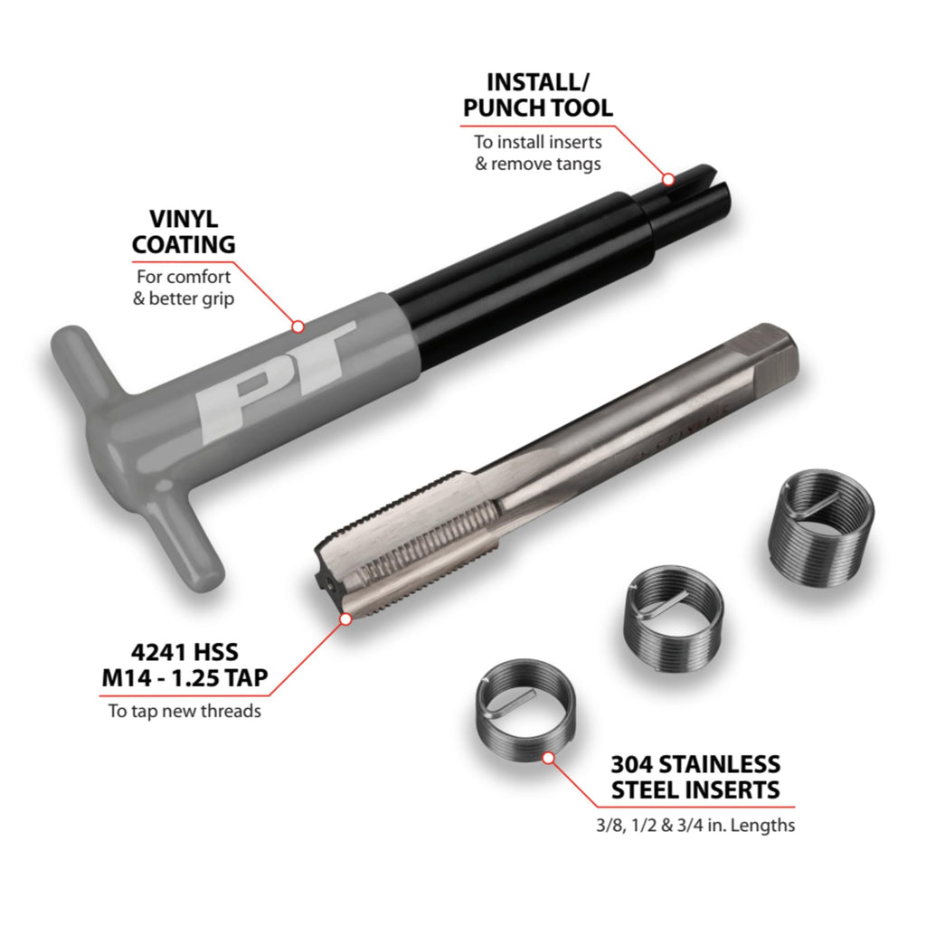 Performance Tool W86904 M14-1.25 Spark Plug Thread Repair Kit